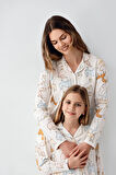 Anne Kız Gömlek Pijama Kombini, Kedili Pijama, Anne ve Çocuk Pijamalar Ayrı Ayrı Fiyatlandırılır