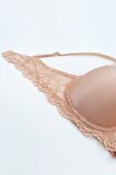 2'li Ekonomik Paket Ekru - Pink Nude 6807 Kansas Dantelli Micro Saten Sütyen Set (D Cup Seçenegiyle)