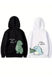 Sevgililer Günü Baskılı Oversize Kapüşonlu Sweatshirt Hoodie - Siyah