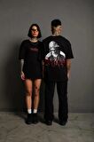 Erkek Sırt Baskılı Oversize T-shirt - Siyah