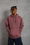 Erkek 3 İplik Pamuklu Kapüşonlu Baskılı Cepli Sweatshirt Hoodie - Gül Kurusu