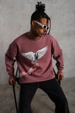 Erkek Güvercin Baskılı Bisiklet Yaka Sweatshirt 3 iplik pamuklu - Gül Kurusu