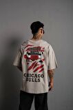 Erkek Sırt Baskılı A Kalite Oversize T-shirt - Gri