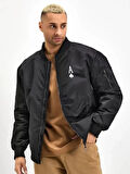 Erkek Bomber Mont - Siyah Renk, Maça Ası Baskılı