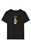 Kız Labubu Çocuk Baskılı T-Shirt - Siyah