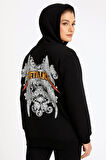 Metallica İki İplik Kapüşonlu Ön ve Arka Baskılı hoodie - Siyah