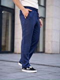 Erkek Keten Cepli Çıma Dikişli jogger Buggy Pantalon Rahat kalıp - Lacivert