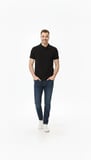 Erkek Pike Kumaş Düğmeli Yaka Regular Fit Günlük Kısa kol Tişört T-shirt - Siyah