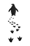 Erkek Nihilist Penguen Temalı Oversize Bisiklet Yaka Tişört - Beyaz