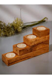 Ahşap Mum Tutucu Set