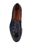Shoetyle - Lacivert Croco Deri Püsküllü Erkek Klasik Ayakkabı 250-7951