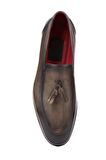 Shoetyle - Haki Deri Püsküllü Erkek Klasik Ayakkabı 250-7610