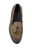 Shoetyle - Haki Deri Püsküllü Erkek Klasik Ayakkabı 250-2250