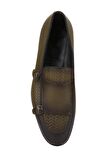 Shoetyle - Haki Deri Tokalı Erkek Klasik Ayakkabı 250-2300