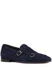 Shoetyle - Lacivert Süet Deri Tokalı Erkek Klasik Ayakkabı 250-2300
