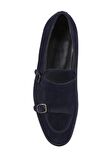 Shoetyle - Lacivert Süet Deri Tokalı Erkek Klasik Ayakkabı 250-2300