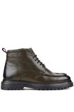 Shoetyle - Haki Deri Fermuarlı Erkek Bot 250-604