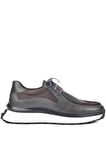 Shoetyle - Gri Deri Bağcıklı Erkek Günlük Ayakkabı 250-2416
