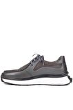 Shoetyle - Gri Deri Bağcıklı Erkek Günlük Ayakkabı 250-2416