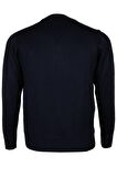 Erkek Yünlü Kazak V Yaka Normal Klasik Kesim Lacivert RAR00372 Lacivert-3XL