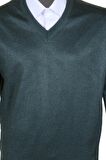 Erkek Yünlü Kazak V Yaka Normal Klasik Kesim Yeşil RAR00375 Yeşil-2XL