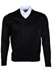 Erkek Yünlü Kazak V Yaka Normal Klasik Kesim Siyah RAR00378 Siyah-3XL