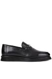 Shoetyle - Siyah Deri Bağcıksız Erkek Günlük Ayakkabı 250-3017