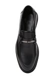 Shoetyle - Siyah Deri Bağcıksız Erkek Günlük Ayakkabı 250-3017