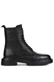 Shoetyle - Siyah Deri Fermuarlı Erkek Postal Bot 250-090