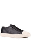 Shoetyle - Siyah Hakiki Deri Bağcıklı Erkek Sneaker 666-25