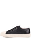 Shoetyle - Siyah Hakiki Deri Bağcıklı Erkek Sneaker 666-25