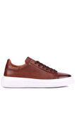 Shoetyle - Kahverengi Hakiki Deri Bağcıklı Erkek Sneaker 800-2501