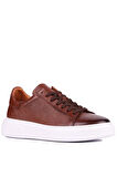 Shoetyle - Kahverengi Hakiki Deri Bağcıklı Erkek Sneaker 800-2501
