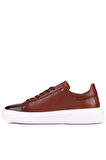 Shoetyle - Kahverengi Hakiki Deri Bağcıklı Erkek Sneaker 800-2501