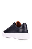 Shoetyle - Lacivert Hakiki Deri Bağcıklı Erkek Sneaker 800-2501