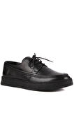 Shoetyle - Siyah Deri Bağcıklı Erkek Günlük Ayakkabı 610-190-21