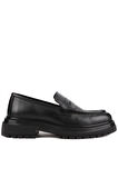 Shoetyle - Siyah Deri Bağcıksız Erkek Günlük Ayakkabı 610-1016-02