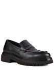 Shoetyle - Siyah Deri Bağcıksız Erkek Günlük Ayakkabı 610-1016-02