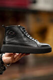 Shoetyle - Siyah Deri Fermuarlı Erkek Sneaker 610-B229-03