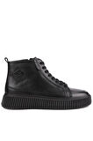 Shoetyle - Siyah Deri Fermuarlı Erkek Sneaker 610-B229-03