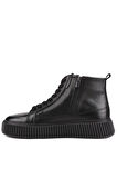 Shoetyle - Siyah Deri Fermuarlı Erkek Sneaker 610-B229-03
