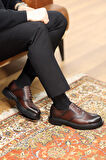 Shoetyle - Kahverengi Deri Bağcıklı Erkek Günlük Ayakkabı 610-1008