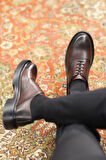 Shoetyle - Kahverengi Deri Bağcıklı Erkek Günlük Ayakkabı 610-1008