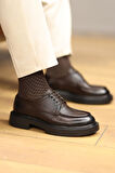 Shoetyle - Kahverengi Deri Bağcıklı Erkek Günlük Ayakkabı 610-1009