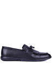 Shoetyle - Siyah Deri Bağcıksız Erkek Günlük Ayakkabı 610-1010
