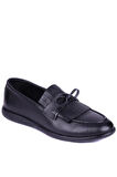 Shoetyle - Siyah Deri Bağcıksız Erkek Günlük Ayakkabı 610-1010