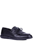 Shoetyle - Siyah Deri Bağcıksız Erkek Günlük Ayakkabı 610-1010