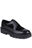 Shoetyle - Siyah Süet, Deri Bağcıklı Erkek Günlük Ayakkabı 610-1013