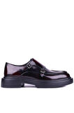 Shoetyle - Bordo Açma Deri Tokalı Erkek Ayakkabı 250-1616