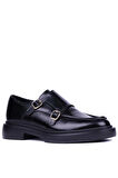 Shoetyle - Siyah Hakiki Açma Deri Tokalı Erkek Klasik Ayakkabı 115-K575